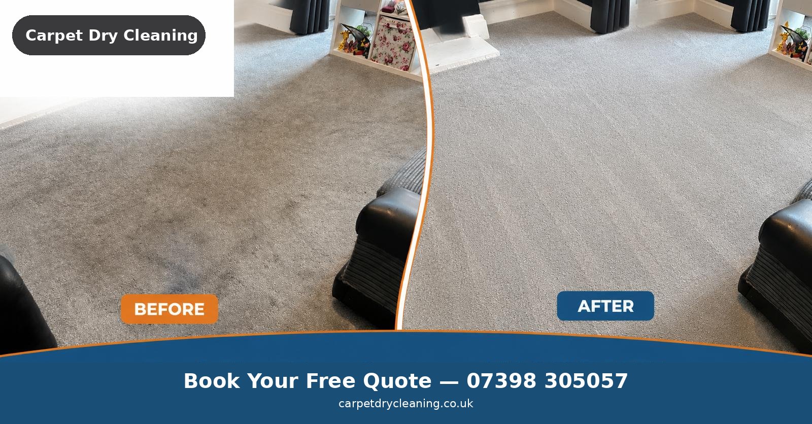 Living room carpet stain removal before and after, Greater Manchester